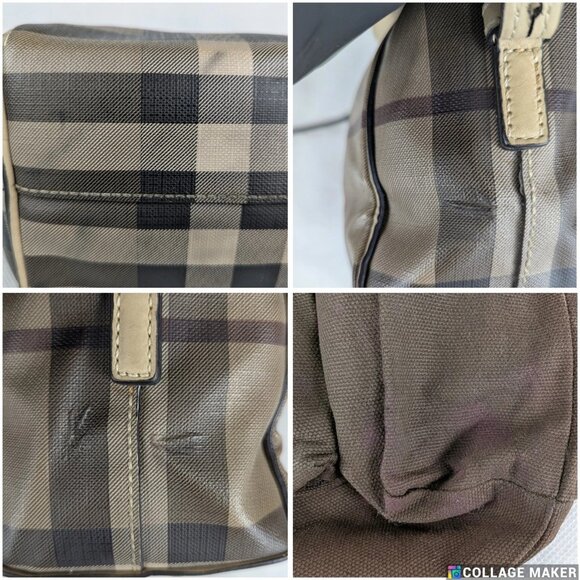 BURBERRY Smoked Check PVC Coated Canvas Saddle Stitch Crossbody Bag - Picture 8 of 16